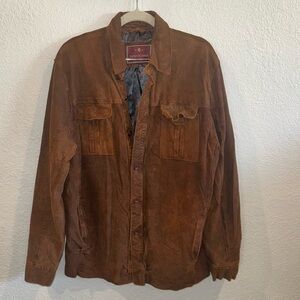 Patrick James 100% Genuine Leather Men’s Brown Button Down Jacket Lined Size L